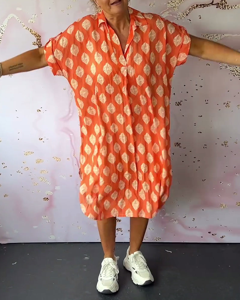 Levoire | Robe Décontractée À Décolleté En V Avec Imprimé Et Manches Courtes