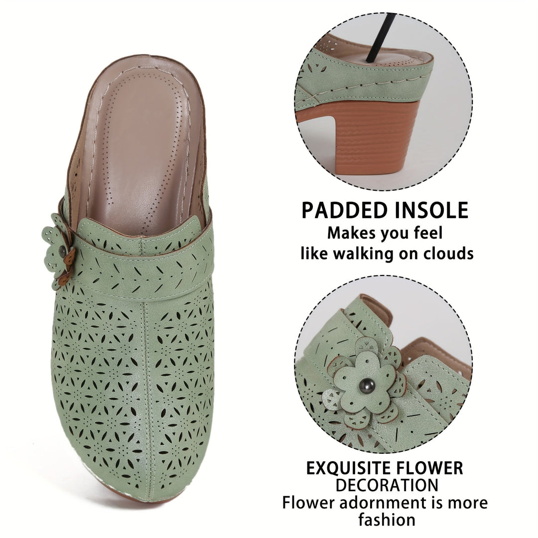 Levoire | Sabots Pour Femmes À Semelle Épaisse Et Avec Decoration Florale