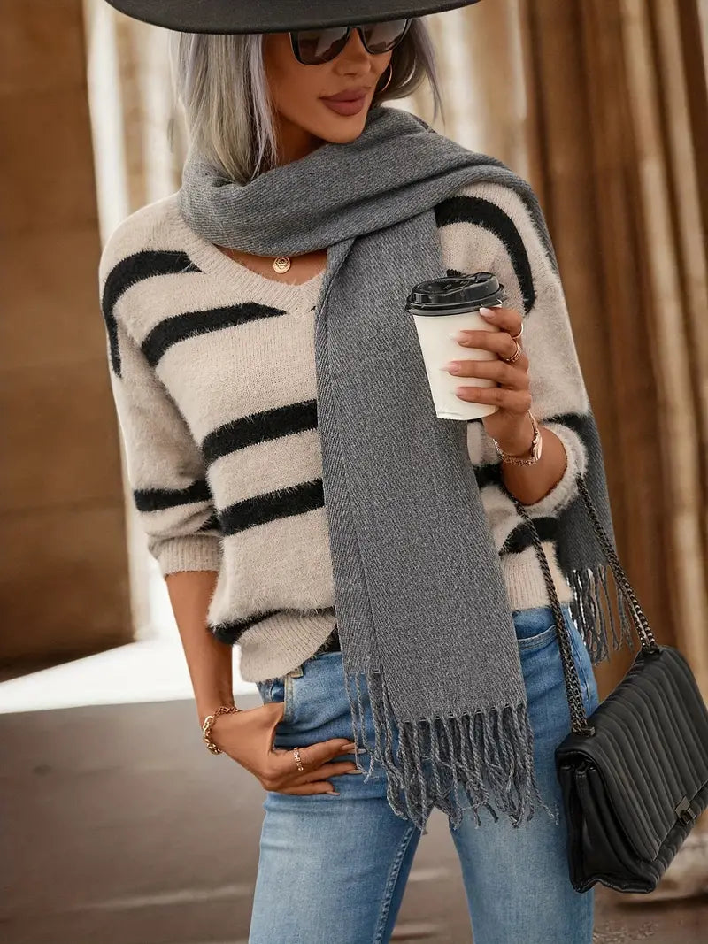 Levoire | Pull Automnal Rayé Pour Femmes