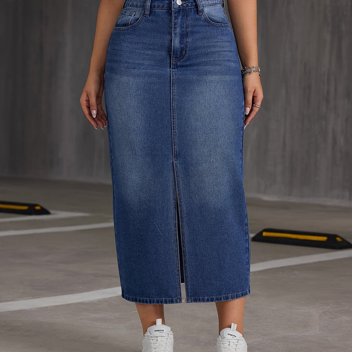 Levoire | Jupe Midi En Denim Taille Haute Et Volek