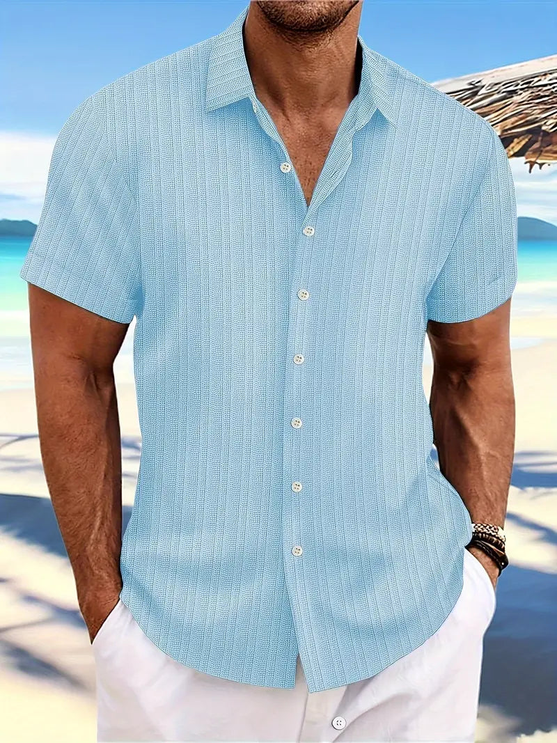 Levoire | Chemise À Manches Courtes Avec Patte De Boutonnage Pour Homme Bleu clair
