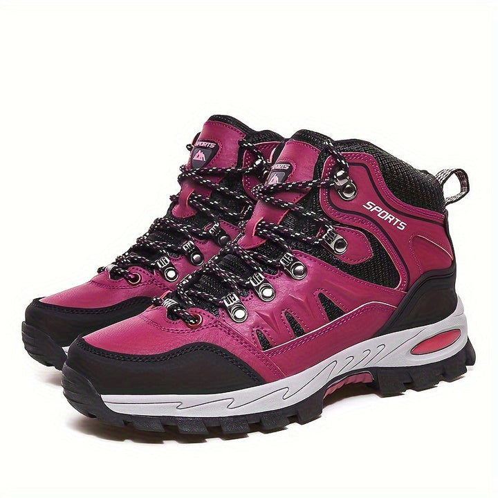 Levoire | Bottes De Randonnée Pour Hommes Durables Haute Noir Rose Rouge