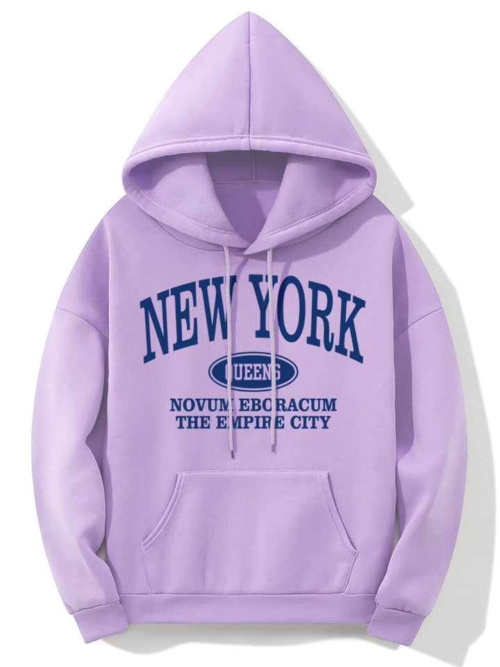 Levoire | Sweat À Capuche Avec Impression D'Imprimerie De New York Et Poche Kangourou Violet