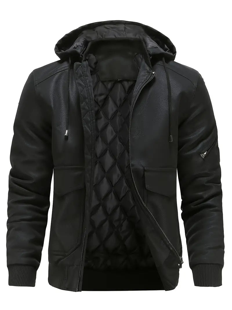 Levoire | Veste avec capuche, fermeture éclair et doublure chaude Noir