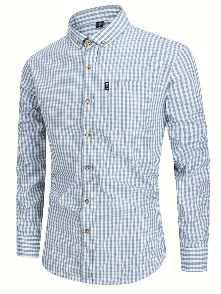 Levoire | Chemise À Carreaux Élégante Pour Hommes Kanavalla Cyaan Raster