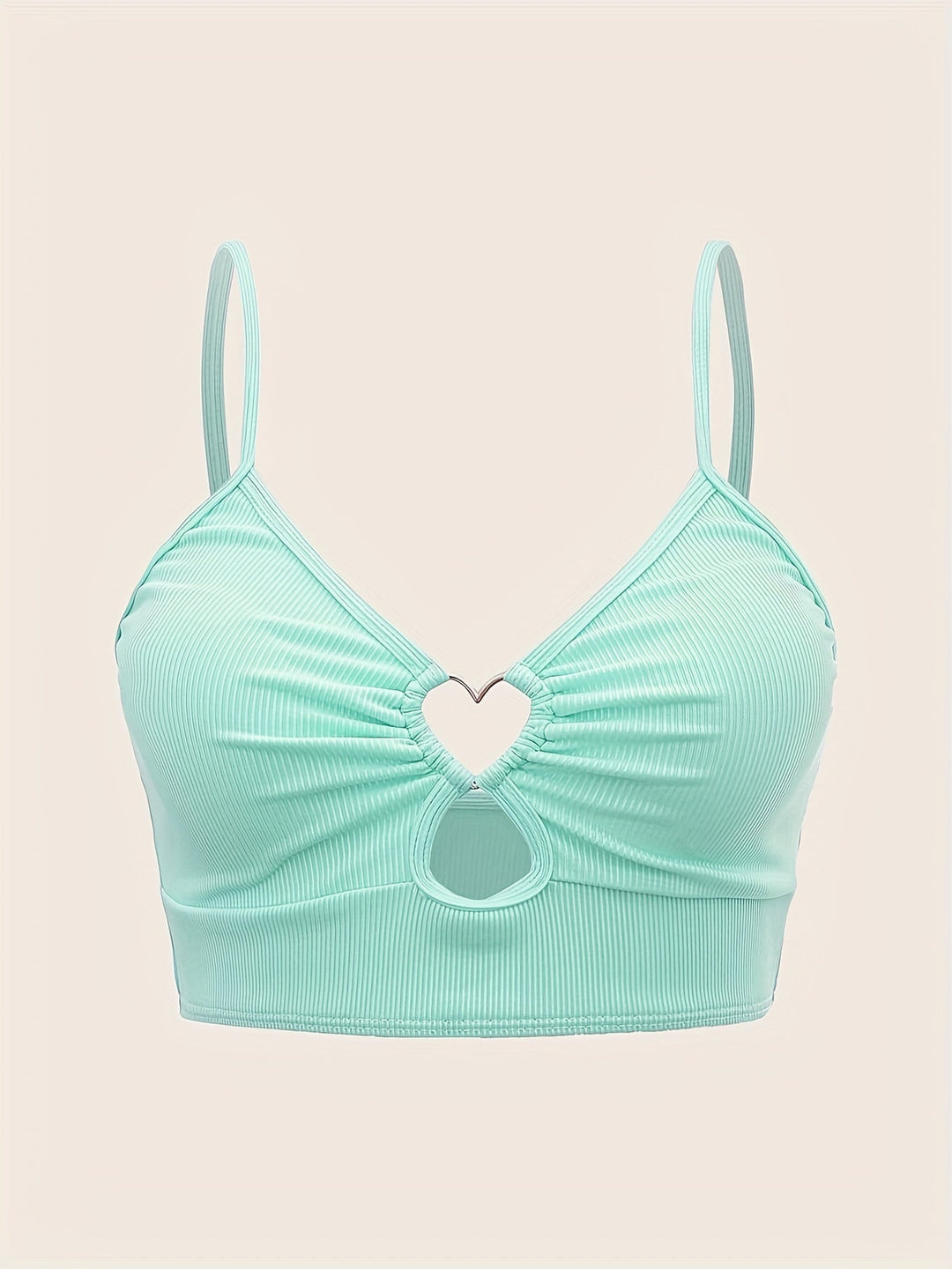 Levoire | Crop Top Rippé Avec Décolleté En Cœur Pour Femmes Vert clair
