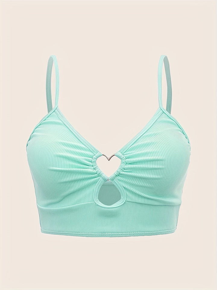 Levoire | Crop Top Rippé Avec Décolleté En Cœur Pour Femmes Vert clair