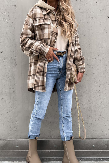 Levoire | Style De Rue Chic Veste À Carreaux Avec Capuche