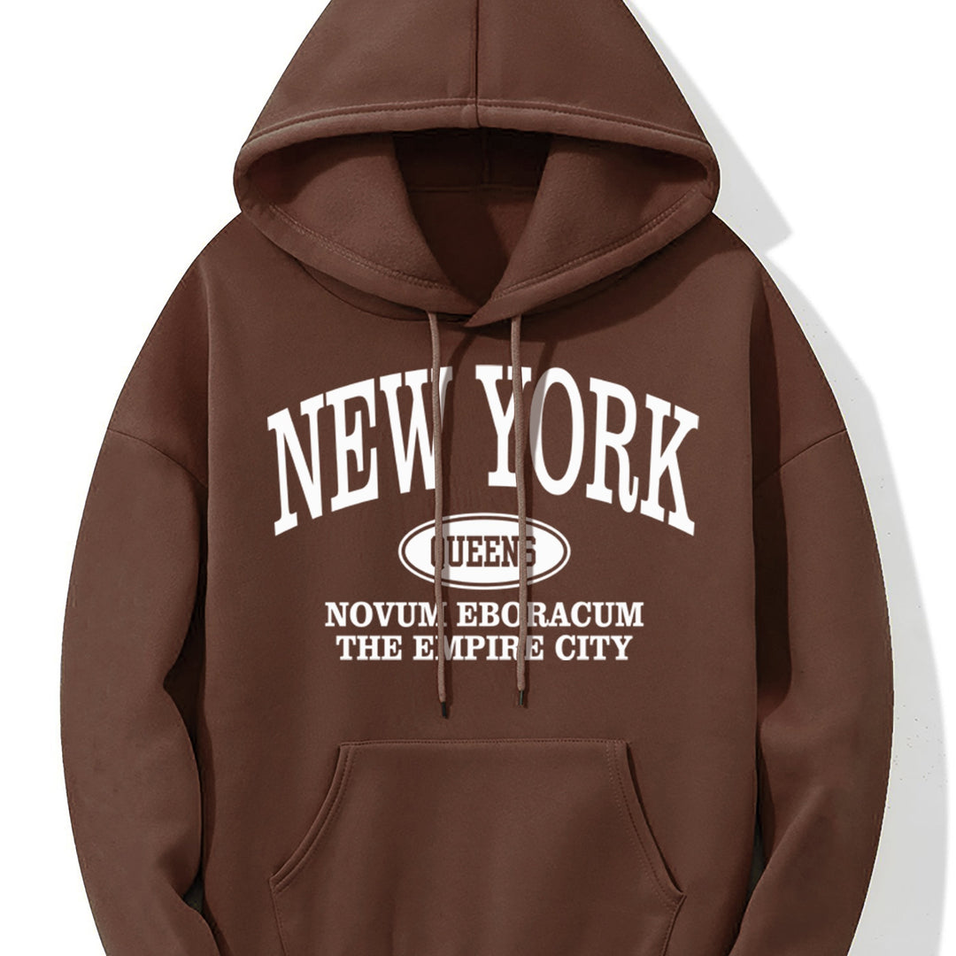 Levoire | Sweat À Capuche Avec Impression D'Imprimerie De New York Et Poche Kangourou Marron foncé