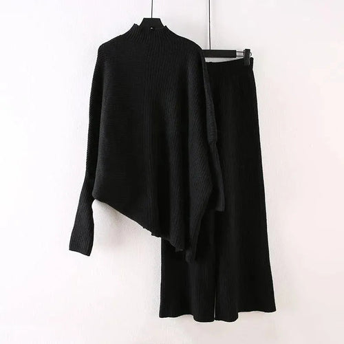 Levoire | Robe femme avec des pantalons larges coupés, taille haute tricot
