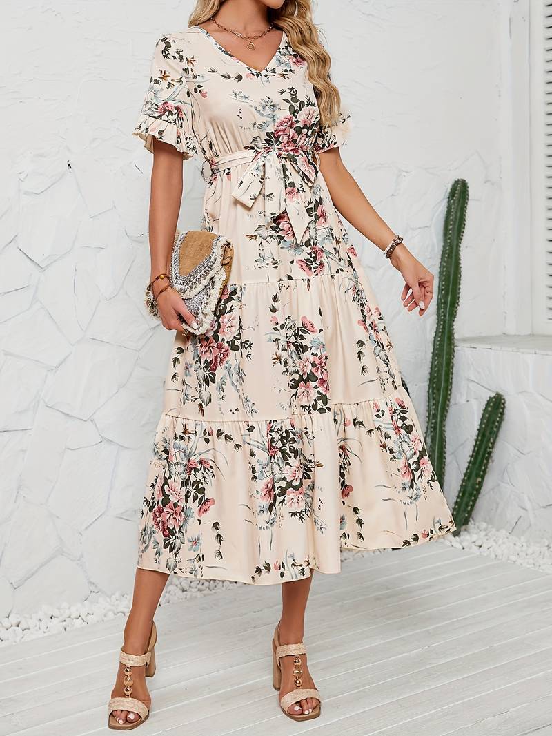 Levoire | Robe À Manches Courtes Avec Imprimé Floral