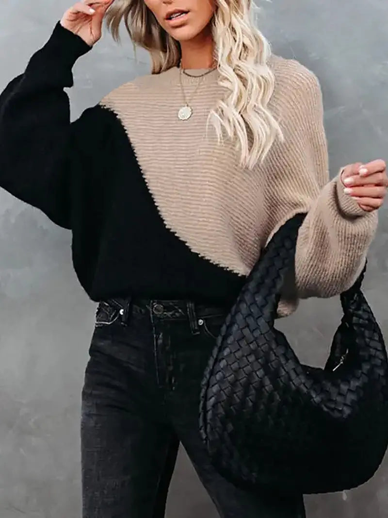 Levoire | Pull-Over À Deux Couleurs mûre sable