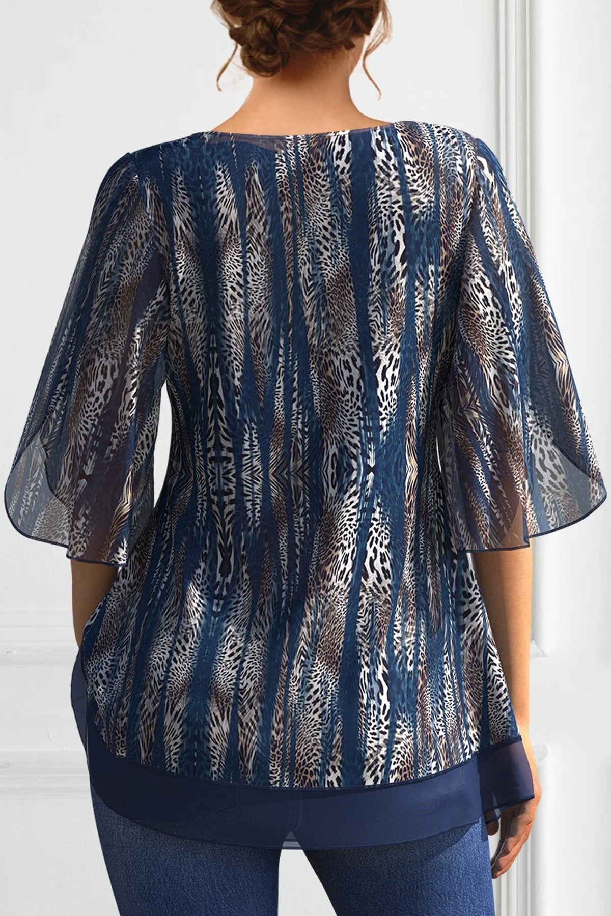 Levoire | Élégante Blouse En Chiffon Avec Imprimé Animal