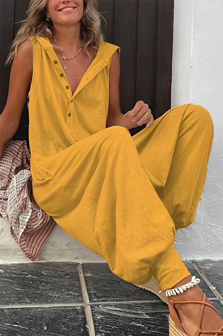 Levoire | Sweat à capuche Combinaison sans manches Pantalons Harem Jaune
