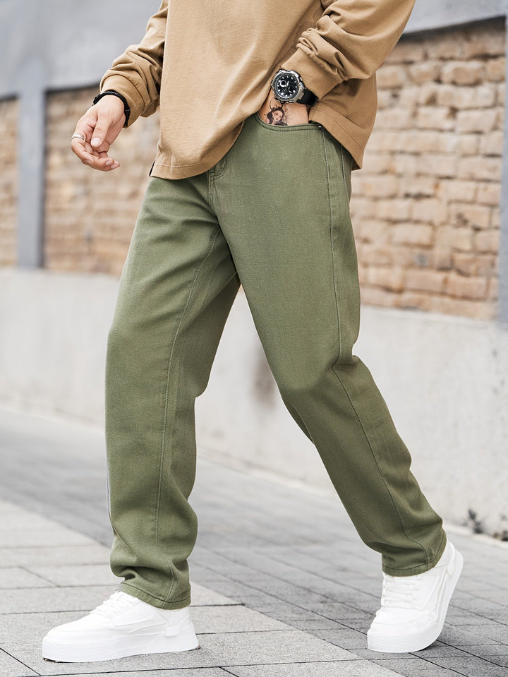 Levoire | Pantalons Droits Confortables Olive vert 1