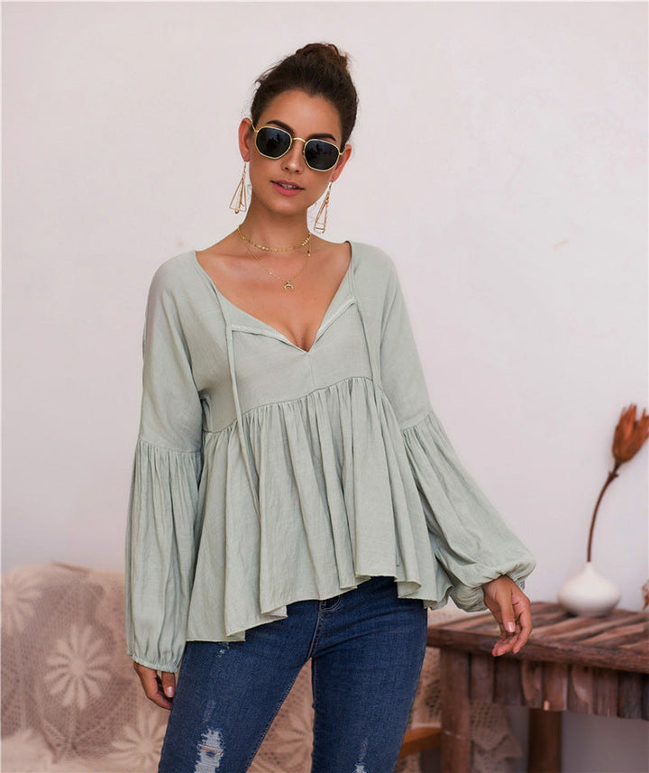 Levoire | Puffihihat V-Col T-Shirt Vert