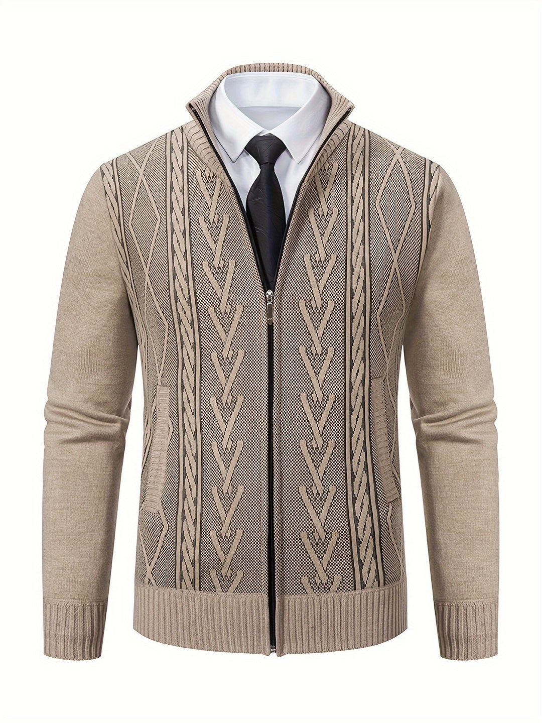 Levoire | Motif Géométrique Récolte De Vin Pour Hommes Sweatshirt Khaki