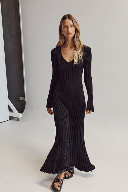 Levoire | Robe Midi À Manches Longues Noir