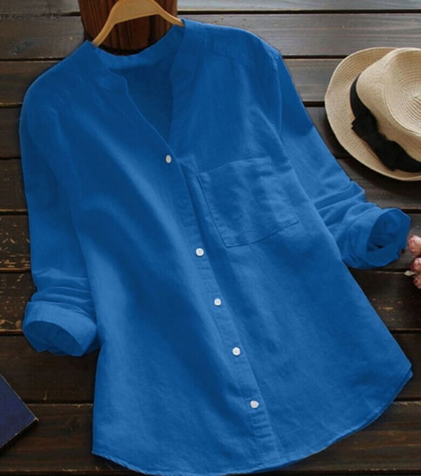 Levoire | Chemise En Lin À Manches Longues Élégante Bleu