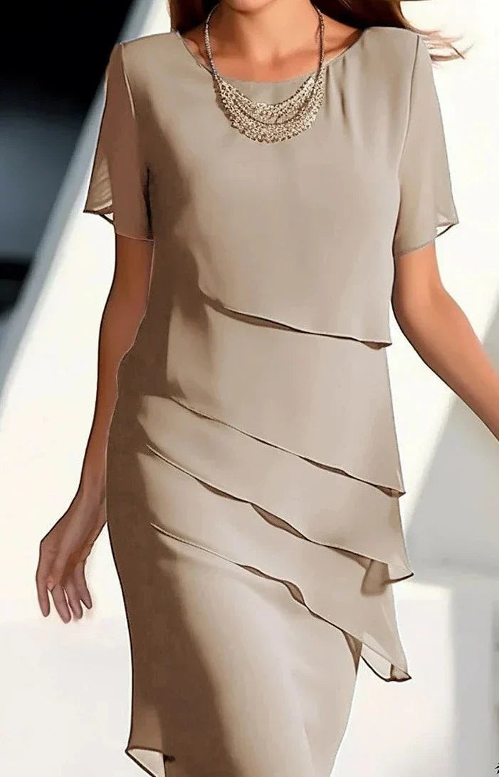 Levoire | Robe De Soirée Unie Pour Femme - Midi Chameau