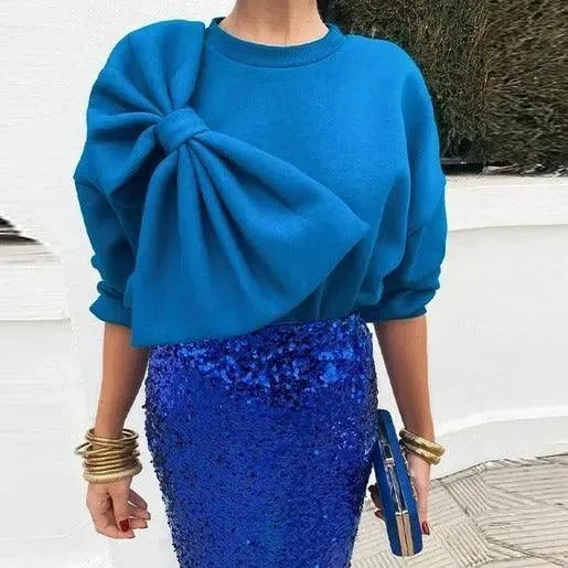 Levoire | Chemisier femme large unicolore à manches longues Bleu