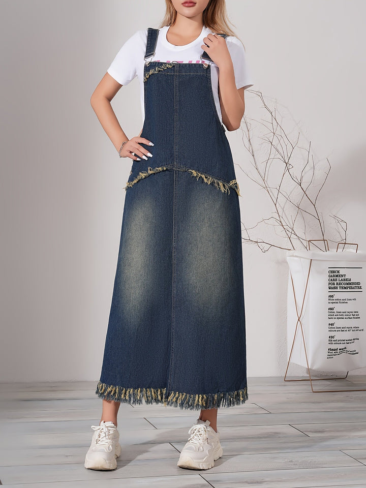 Levoire | Robe Maxi Denim Rentoa Avec Ourlet Brut Et Cordon Réglable