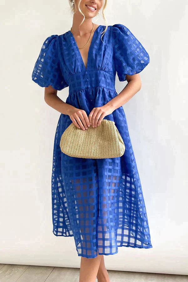 Levoire | Unique Style Dress With Extended Sleeves Bleu