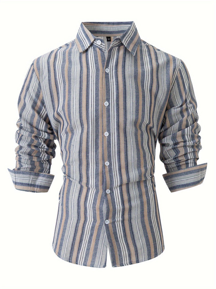 Levoire | Chemise En Coton Lin Rayée Pour Hommes Pour Un Look Décontracté
