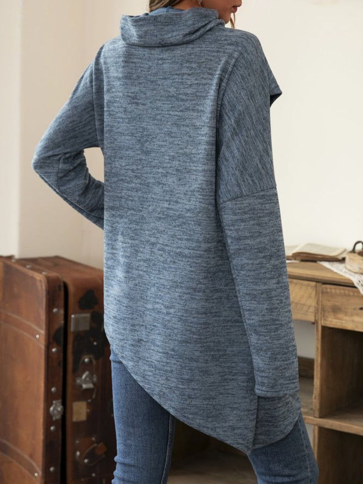 Levoire | Couture asymétrique à capuche col T-shirt à manches longues