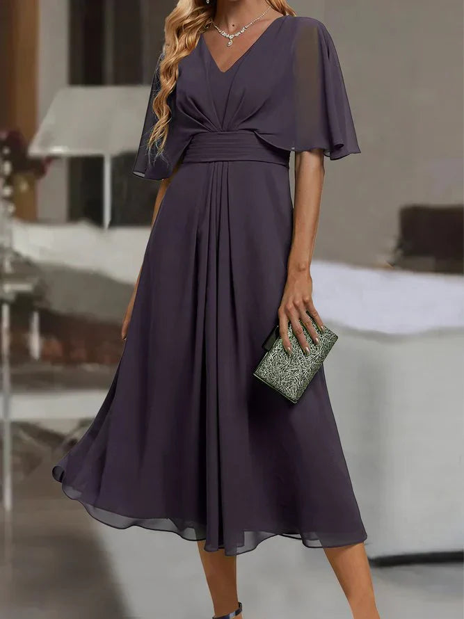Levoire | Robe Midi Décolleté V Manches Mi-Longues 2XL