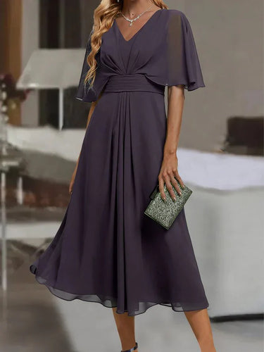 Levoire | Robe Midi Décolleté V Manches Mi-Longues