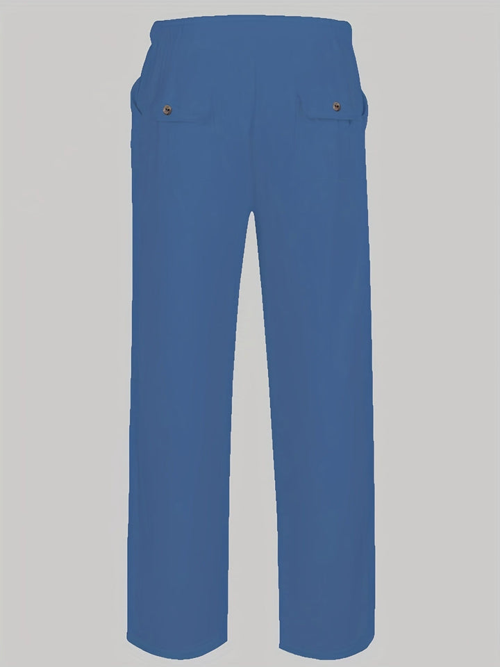 Levoire | Pantalons Pour Hommes En Mélange De Coton Et De Lin Avec Une Taille Élastique Décontractée