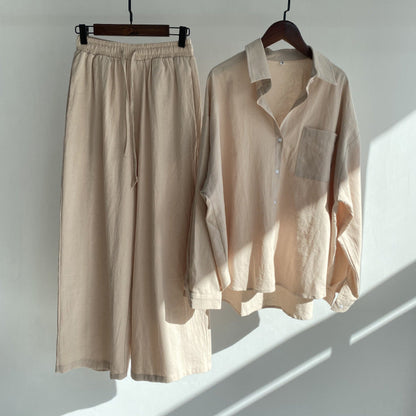 Levoire | Ensemble Élégant En 2 Pièces Avec Chemise & Pantalon Large BEIGE
