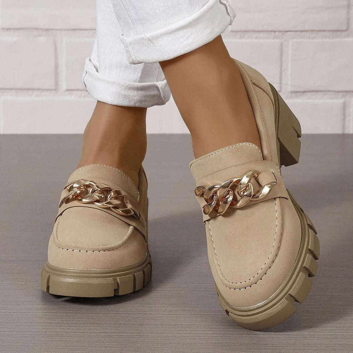 Levoire | Mocassins pour femmes à talons hauts et chaîne