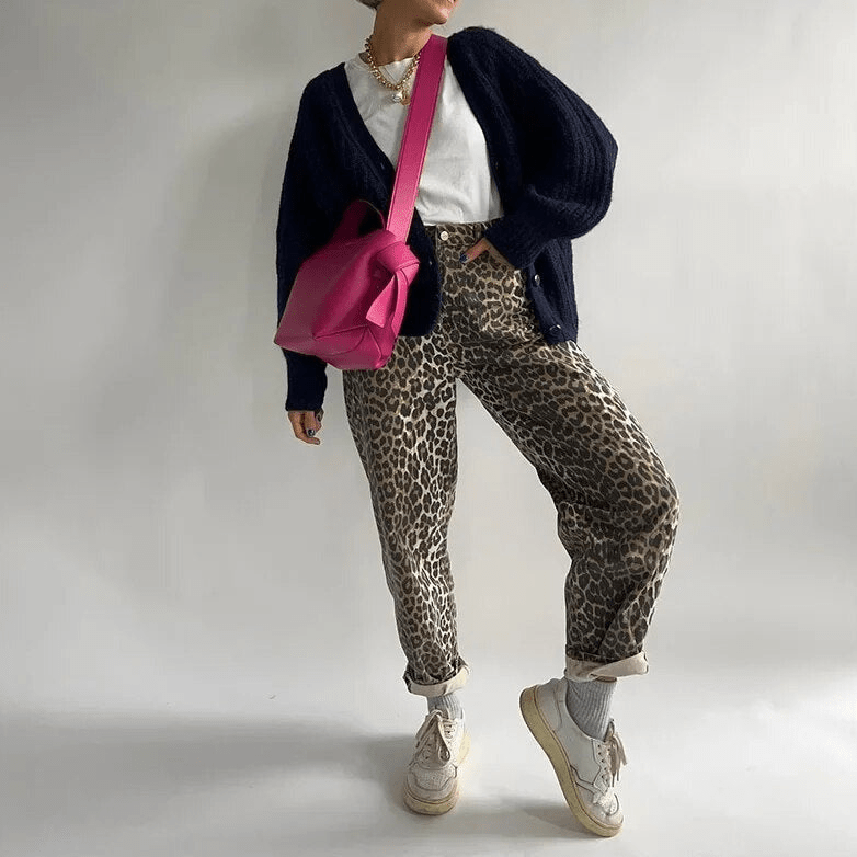 Levoire | Pantalon Femme Avec Imprimé Léopard Taille Élastique L