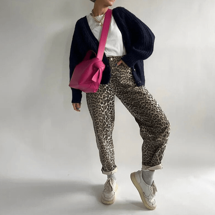 Levoire | Pantalon Femme Avec Imprimé Léopard Taille Élastique L