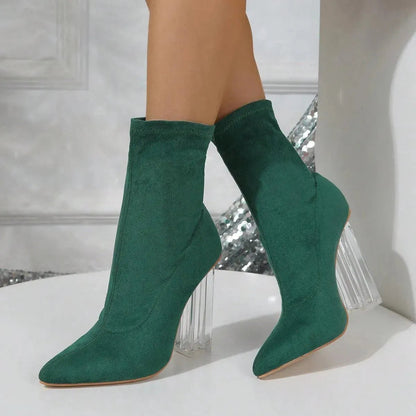 Levoire | Bottes à talon en cristal Vert foncé