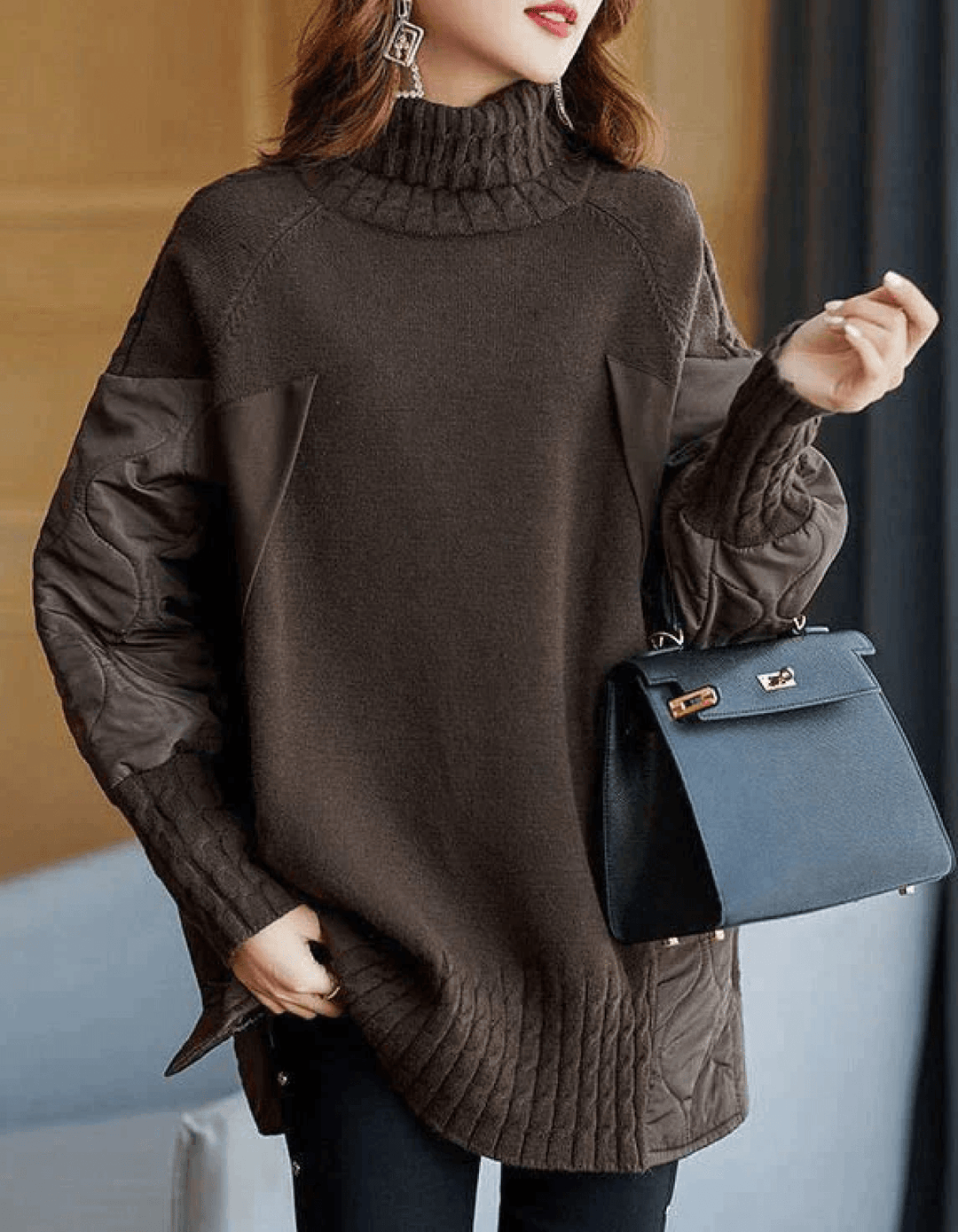 Levoire | Pull À Col Roulé Long À Manches Longues Chaud Et Ample Braun