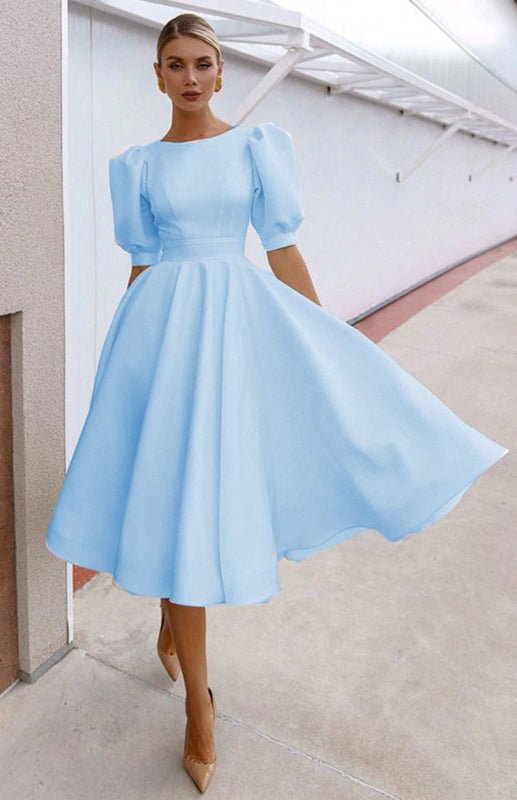 Levoire | Mode Couleur Unie Slim Fit Sexy Grande Robe Évasée Ciel bleu azur
