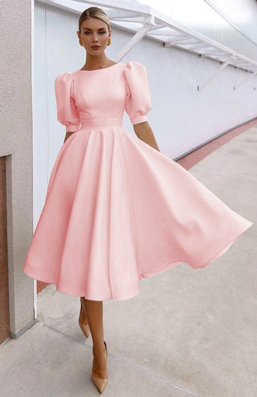 Levoire | Mode Couleur Unie Slim Fit Sexy Grande Robe Évasée Rosa