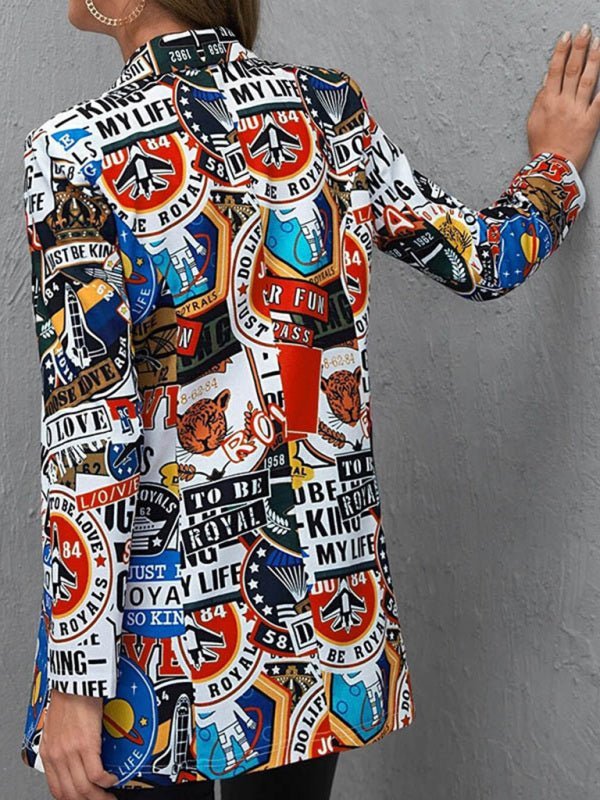 Levoire | Motetrend Graffiti-impression Logo-plaquette Femme Blazer
