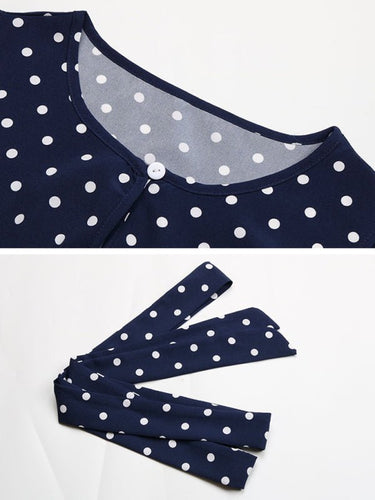 Levoire | Vêtements de mot Dame Col rond à manches courtes Imprimé à pois Robe Falt
