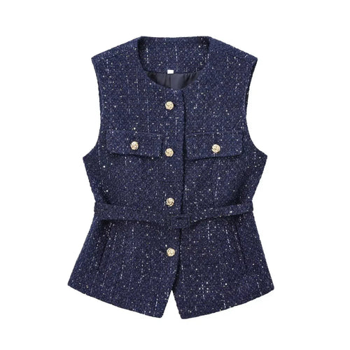 Levoire | Gilet Structuré Avec Ceinture Et Paillettes