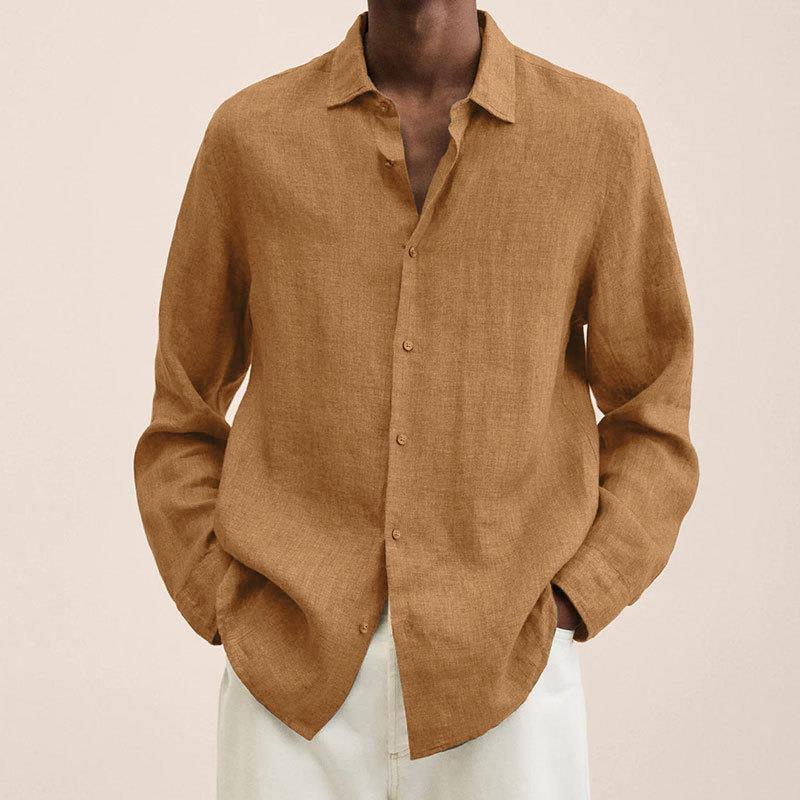 Levoire | Chemise À Col Avec Manches Longues Pour Hommes Braun