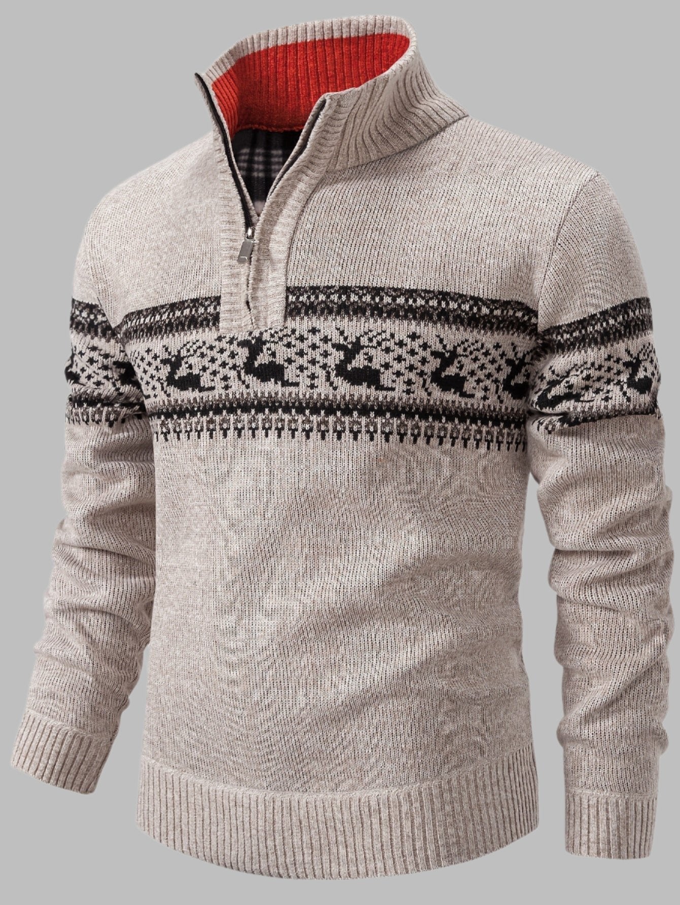 Levoire | Pull En Tricot Norvégien Avec Fermeture Éclair Pour Hommes