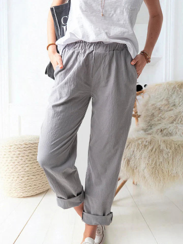 Levoire | Pantalon En Lin Avec Élastique - Confortable & Élégant Gris
