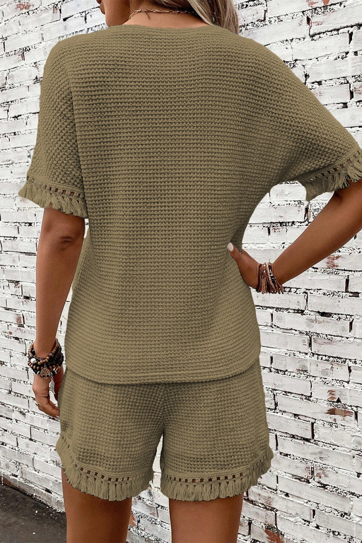 Levoire | Franges T-Shirt Col Rond Et Ensemble Shorts