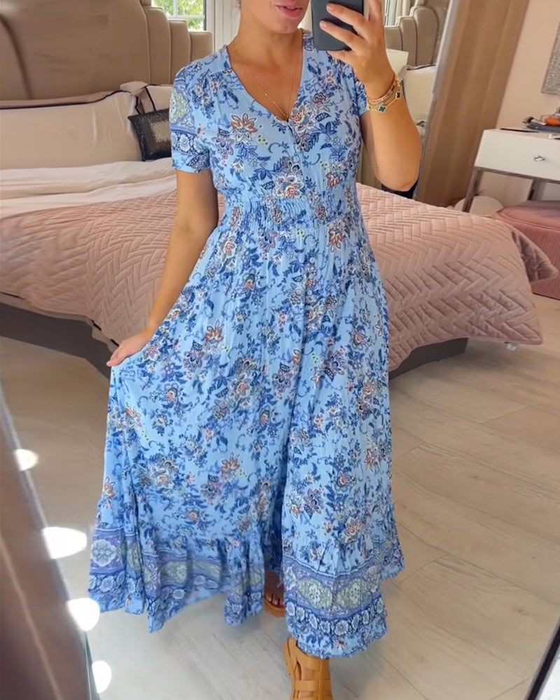 Levoire | Rento Boho-fleur-dress Bleu