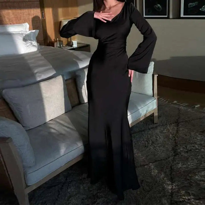Levoire | Robe Longue Satinée Noir