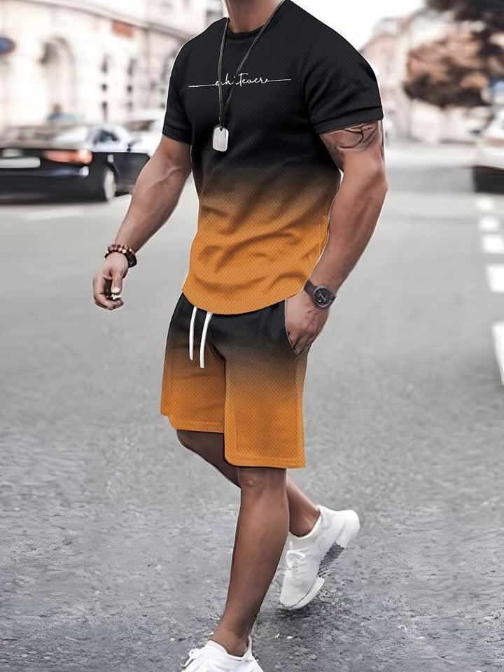 Levoire | T-Shirt À Manches Courtes Avec Col Rond Et Shorts Orange